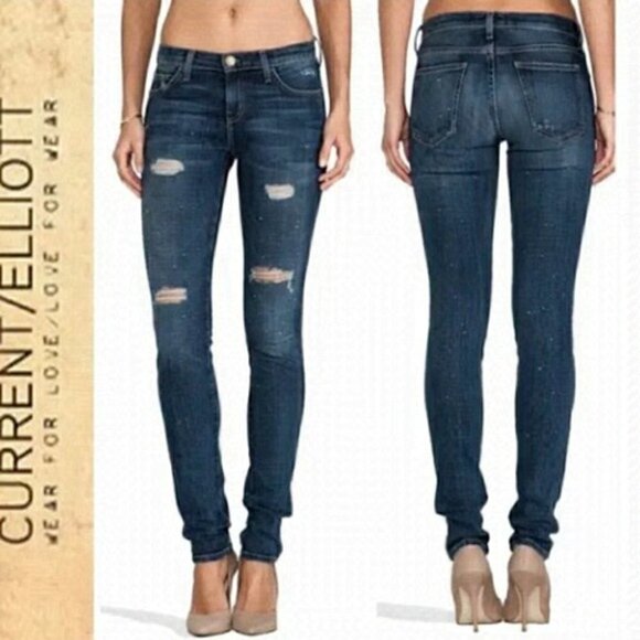 Current/elliott The Skinny Loved Destroyed Denim Jean Sz 27 - Picture 2 of 13